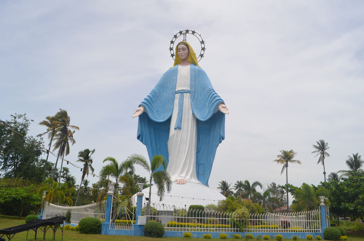 A large statue of the Virgin Mary in Northern Mindanao, symbolizing the faith and devotion of Filipinos during the Feast of the Immaculate Conception.