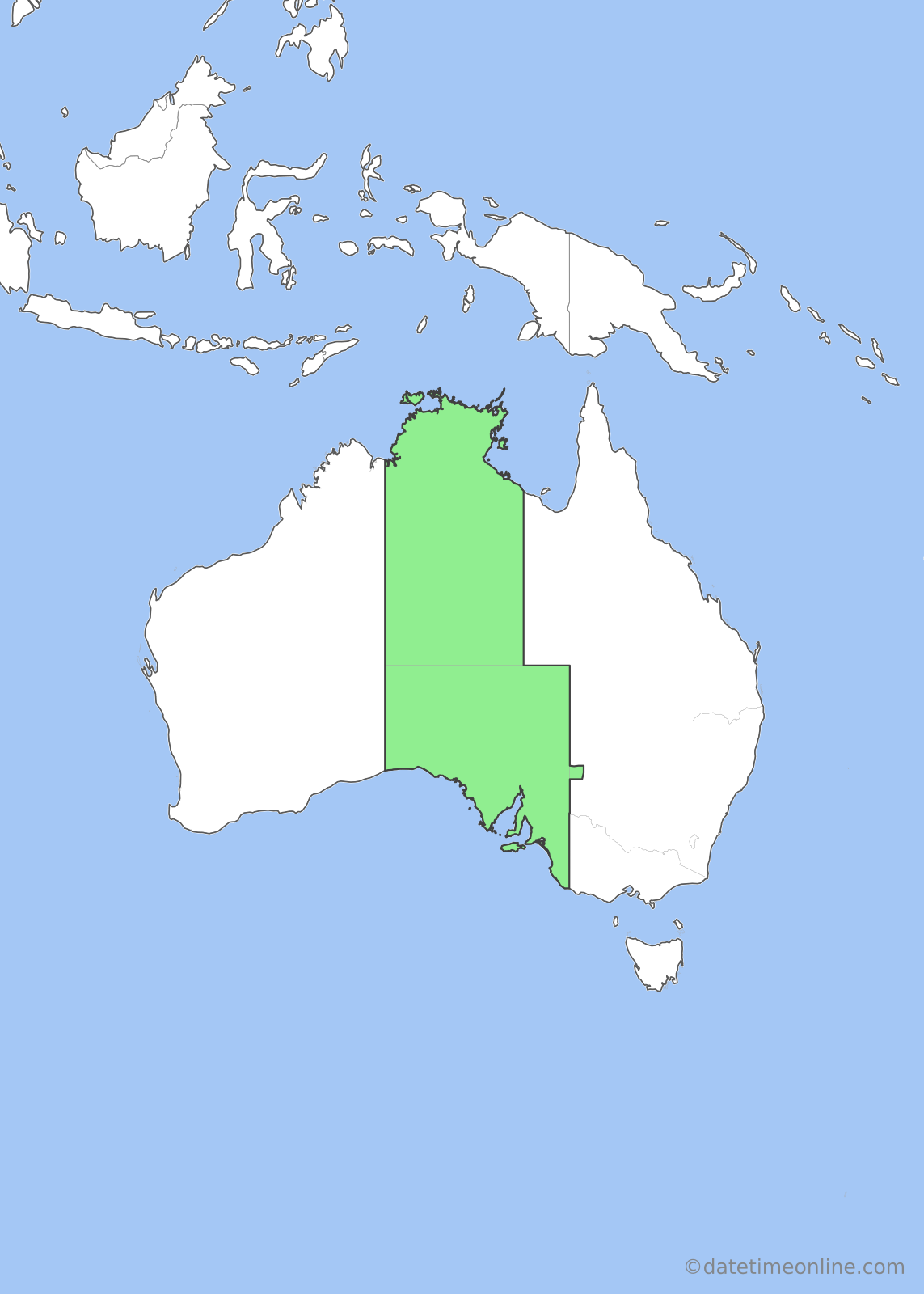 Current time zone map of ACT