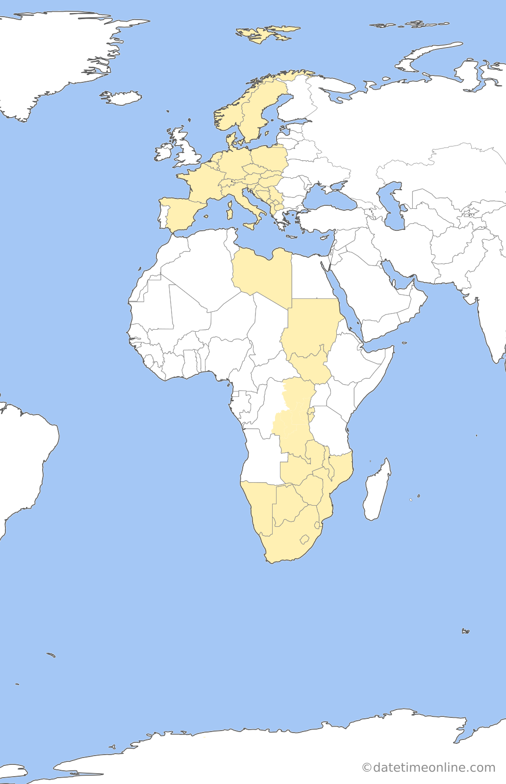 Current time zone map of B