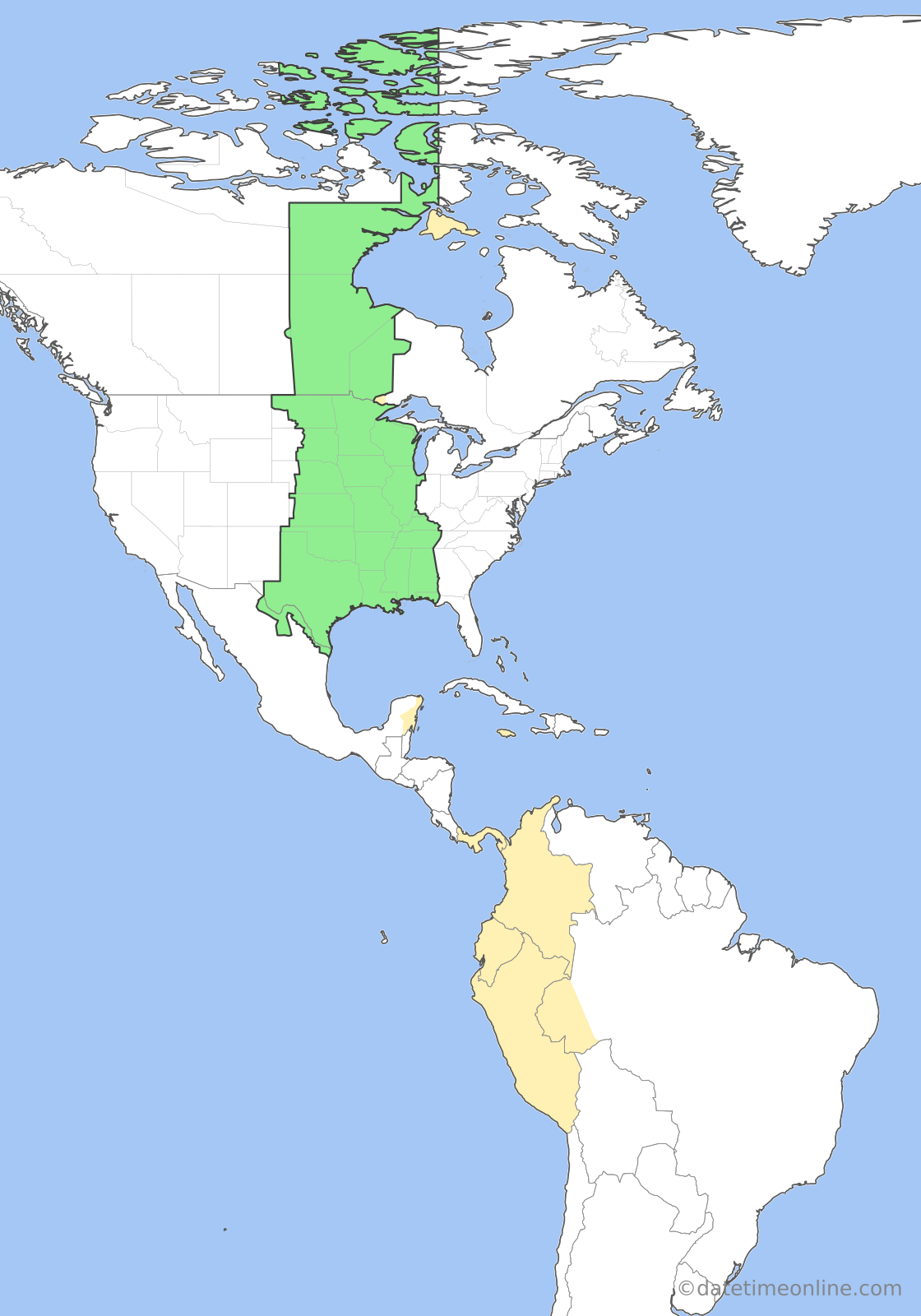 Current time zone map of CT