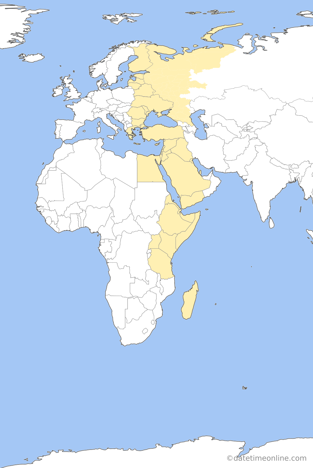 Current time zone map of C