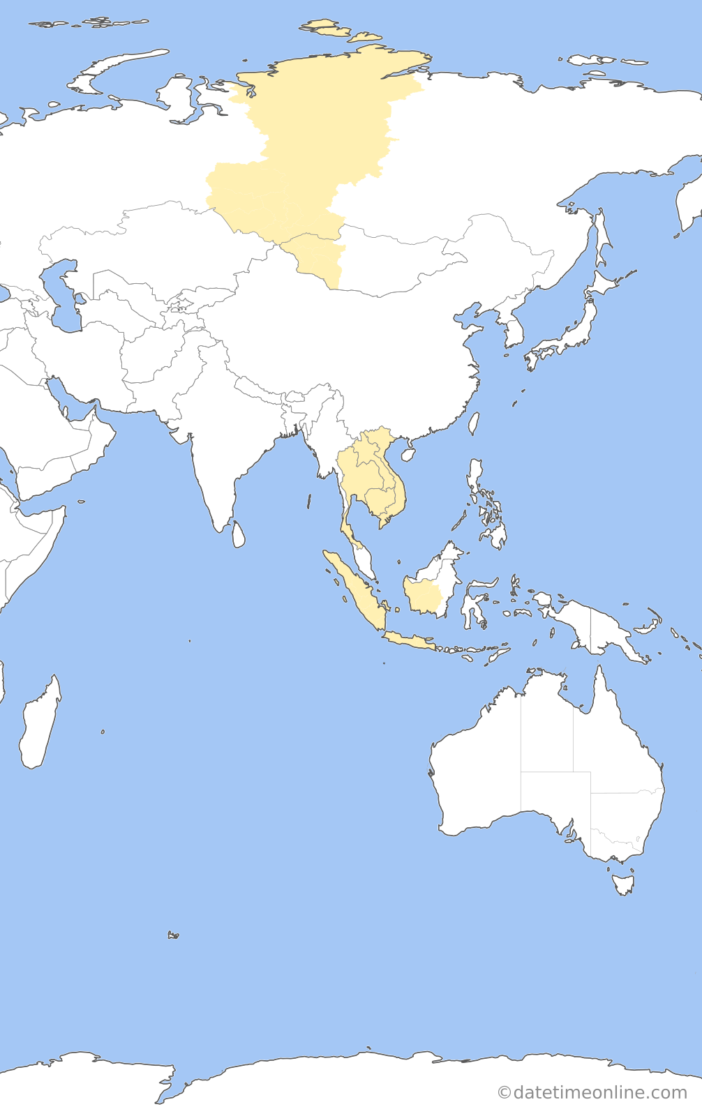 Current time zone map of G