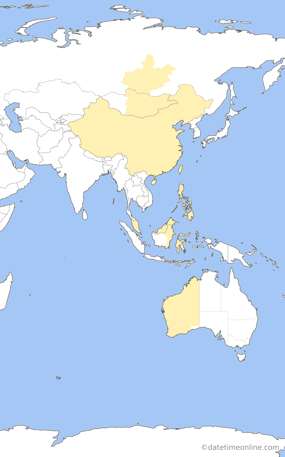 Current time zone map of H