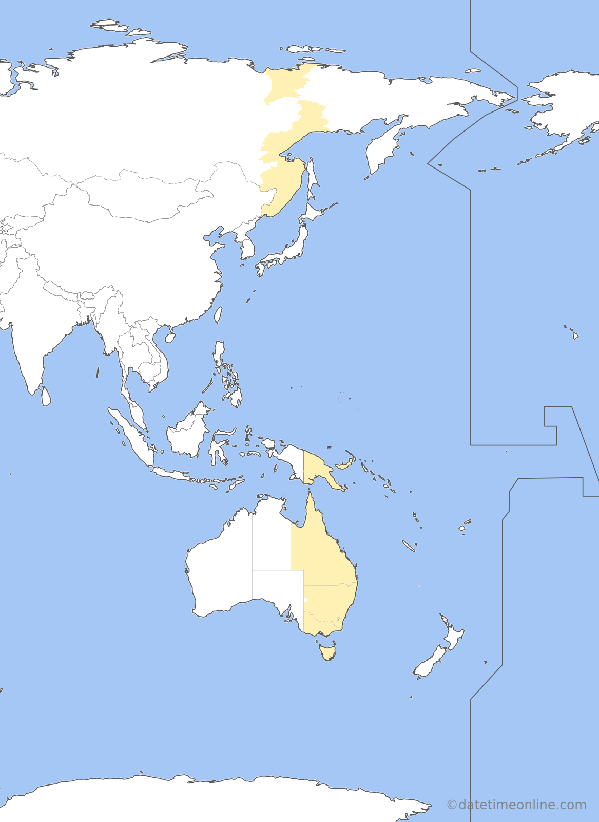 Current time zone map of K
