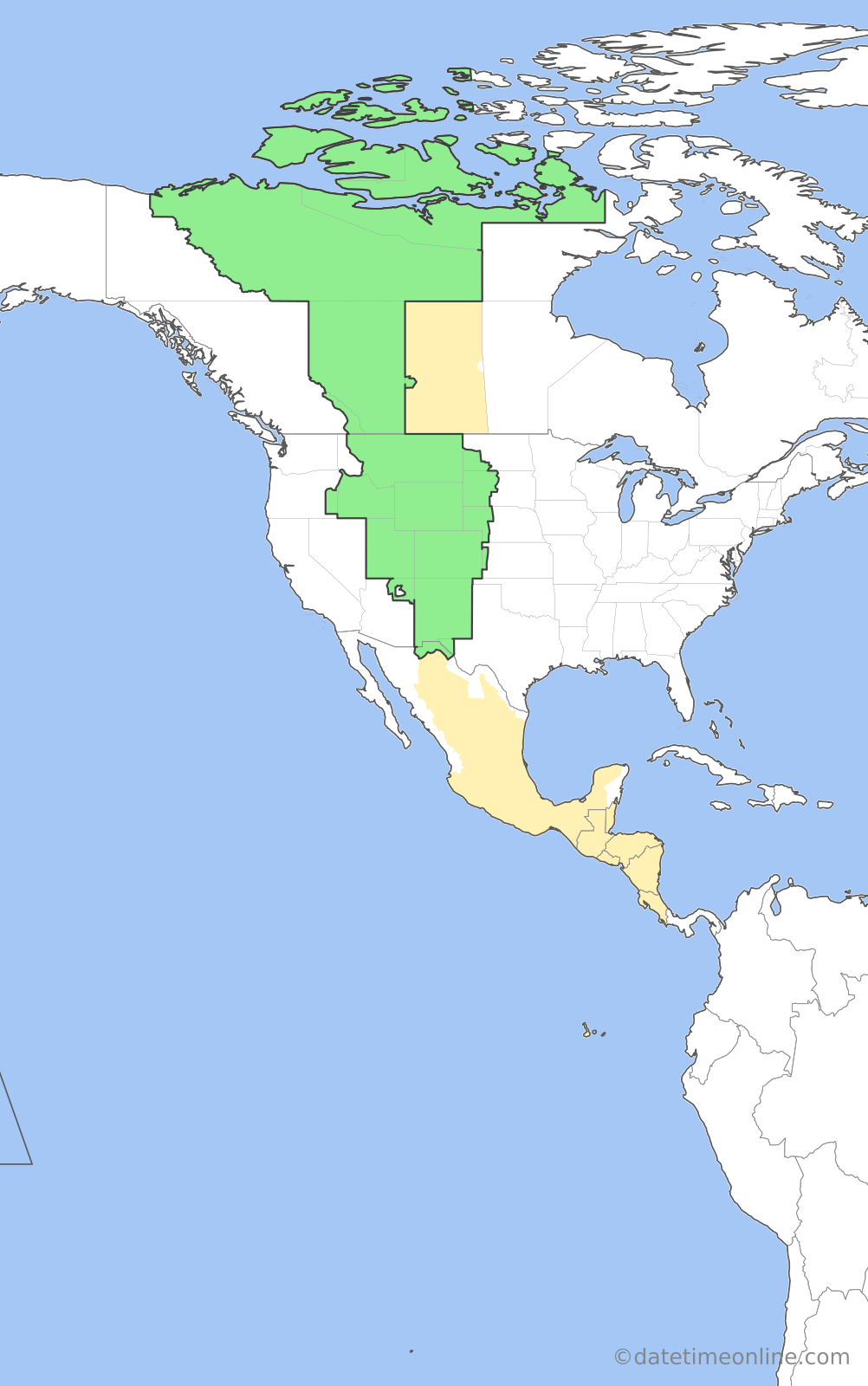 Current time zone map of MT