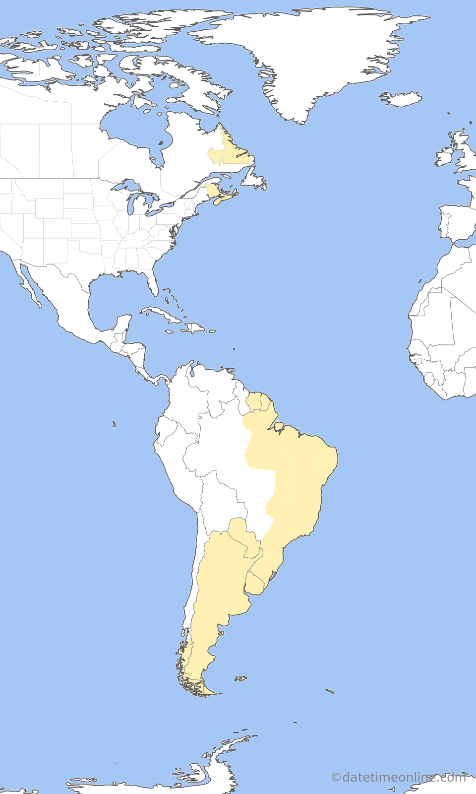 Current time zone map of P