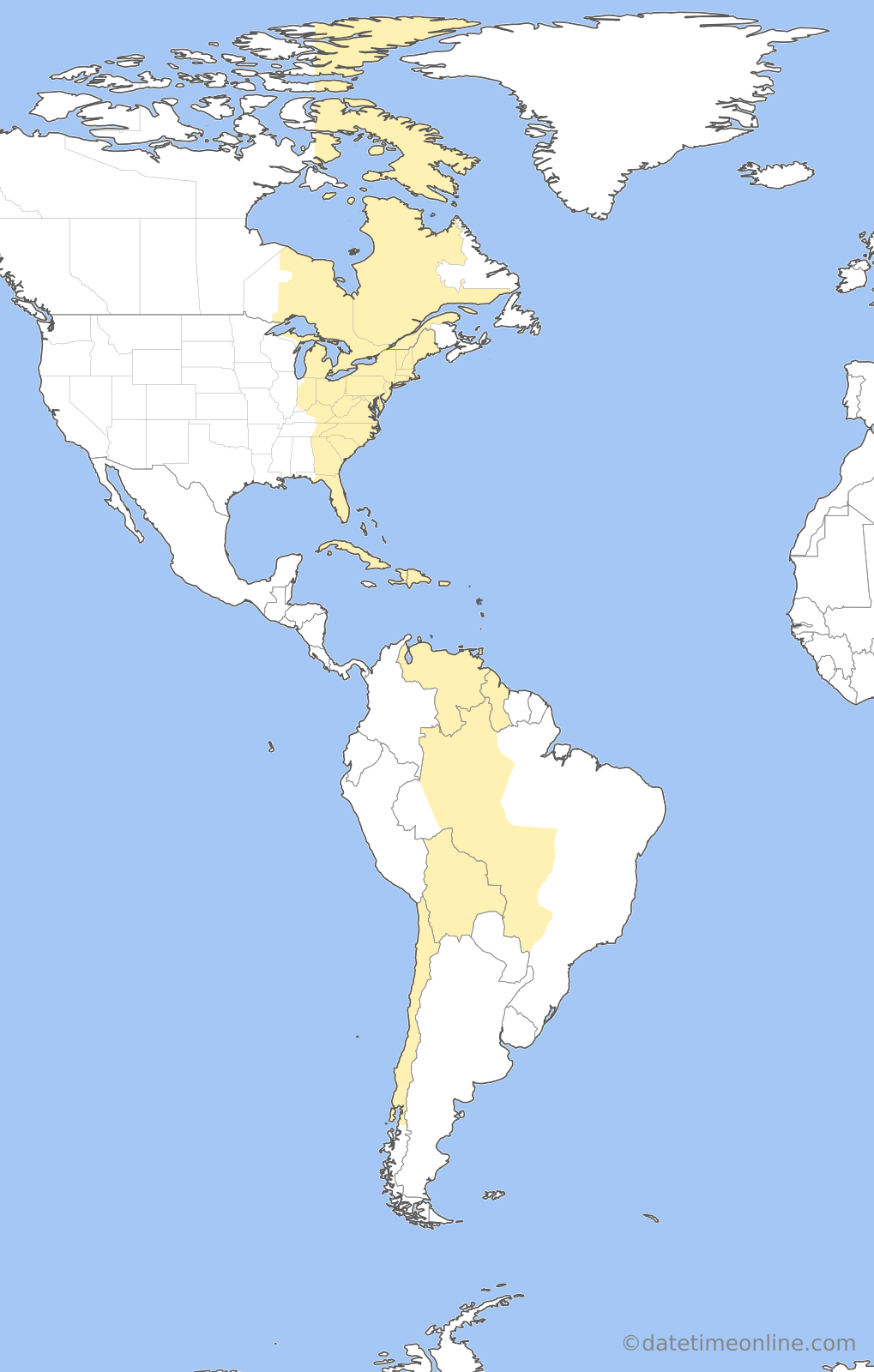 Current time zone map of Q