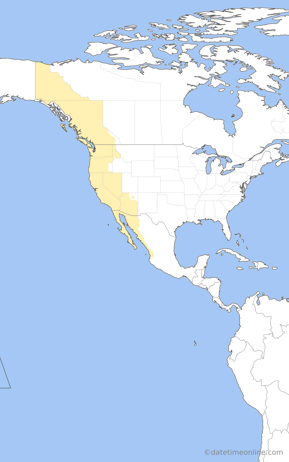 Current time zone map of T
