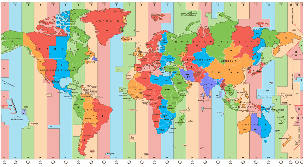 World time zones map